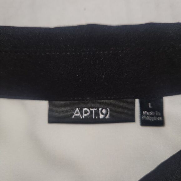 APT. 9 White and Black Color Black Office Career Blouse Womens Size Large - Picture 3 of 6